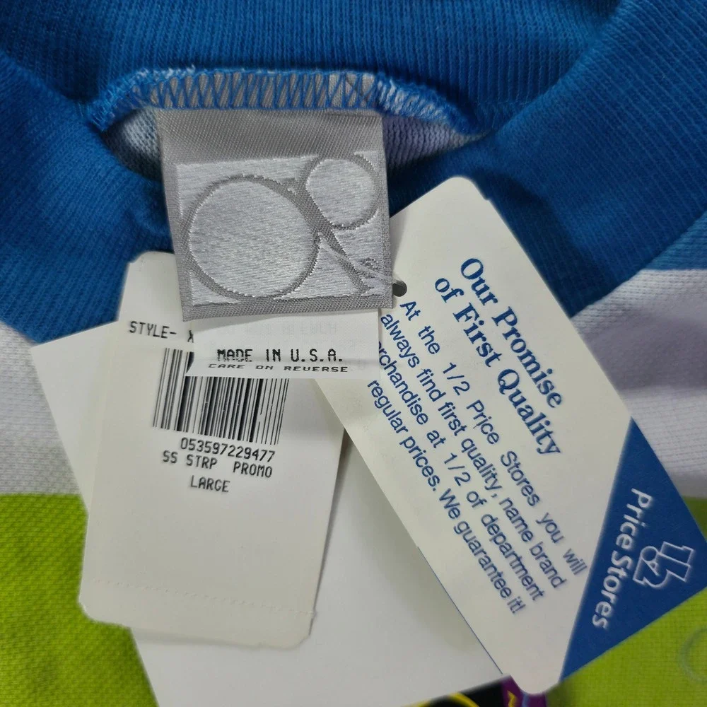 Ocean Pacific Kids Large Short Sleeve Striped T-Shirt Blue Green White NWT USA